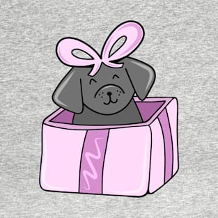 Cute Holiday Dog in a Giftbox Present, made by EndlessEmporium T-Shirt